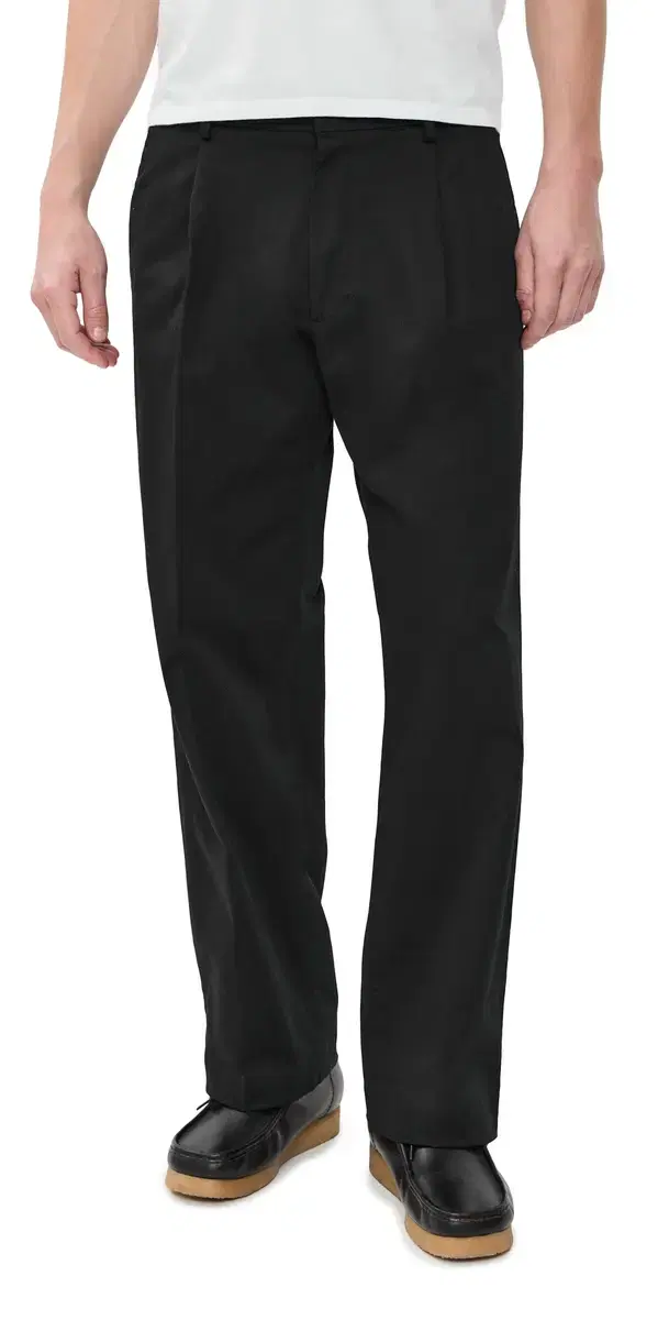 Kaye Cotton Relaxed Pleated Trousers Black
