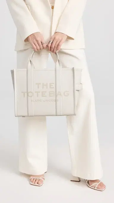 Marc Jacobs The Leather Medium Tote Bag Cotton/Silver One Size | Thumbnail 3