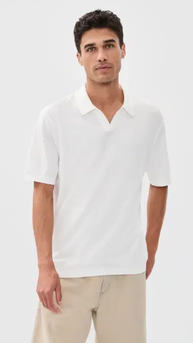 Theory Brenan Johnny Collar Polo In Fine Bilen White S | Thumbnail 2