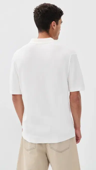 Theory Brenan Johnny Collar Polo In Fine Bilen White S | Thumbnail 3