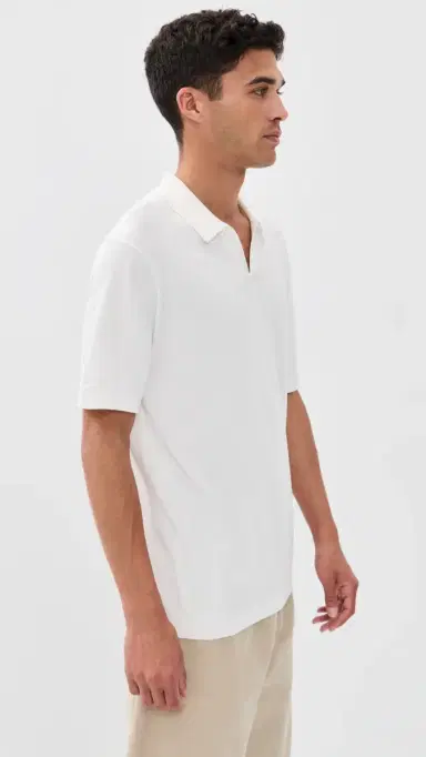 Theory Brenan Johnny Collar Polo In Fine Bilen White S | Thumbnail 4