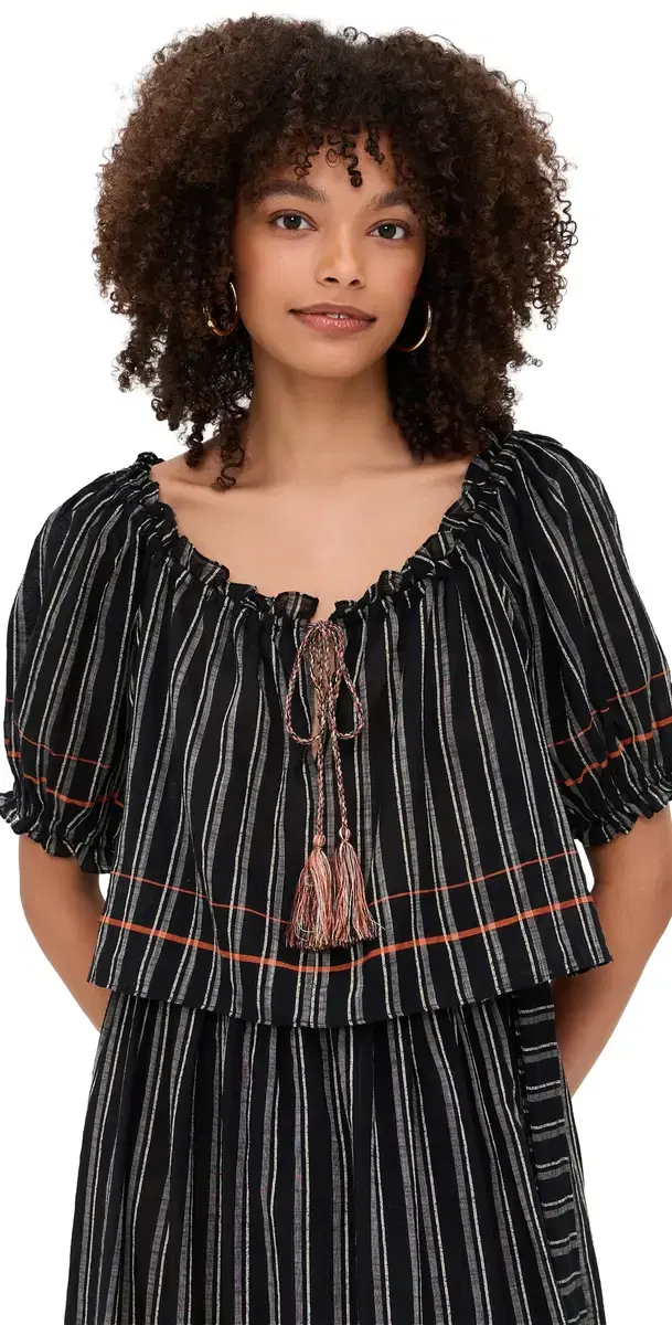 Paros Coverup Top Noir Stripe