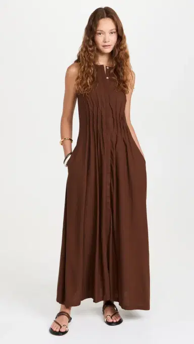 87Origins Fehintola Pleat Dress Chocolate | Thumbnail 2