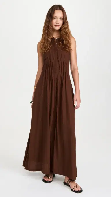 87Origins Fehintola Pleat Dress Chocolate | Thumbnail 5