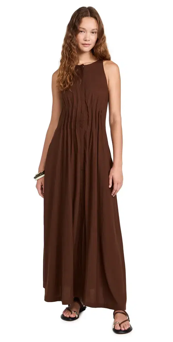 Fehintola Pleat Dress Chocolate
