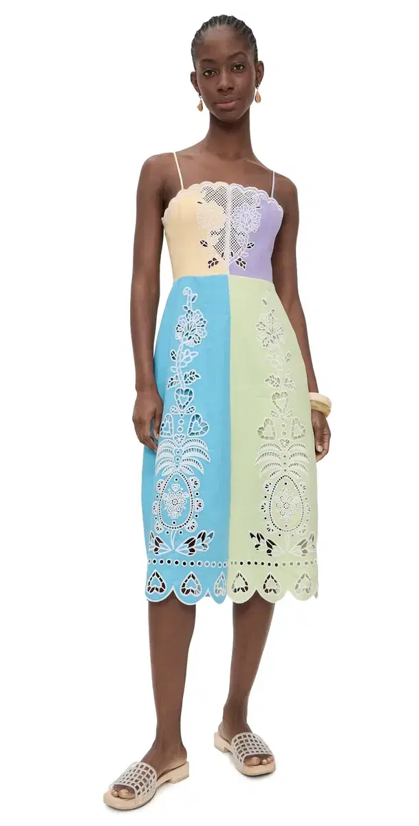 ulticolor Embroidery Sleeveless idi Dress ulti