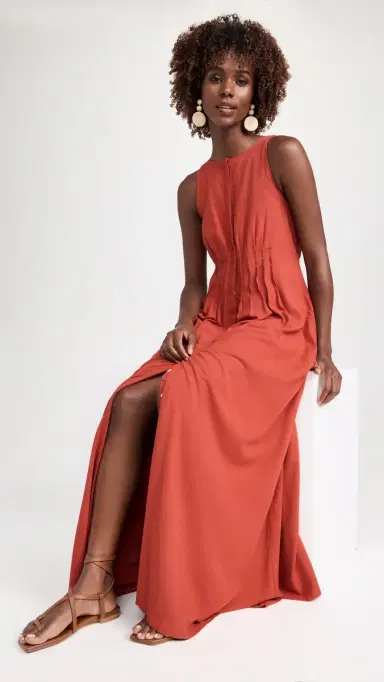 87Origins Fehintola Pleat Dress Brick | Thumbnail 5 87Origins Fehintola Pleat Dress Brick | Thumbnail 5