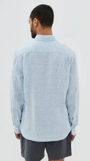 Faherty Linen Laguna Shirt ight Blue Melange | Thumbnail 3
