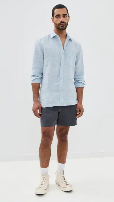 Faherty Linen Laguna Shirt ight Blue Melange | Thumbnail 5