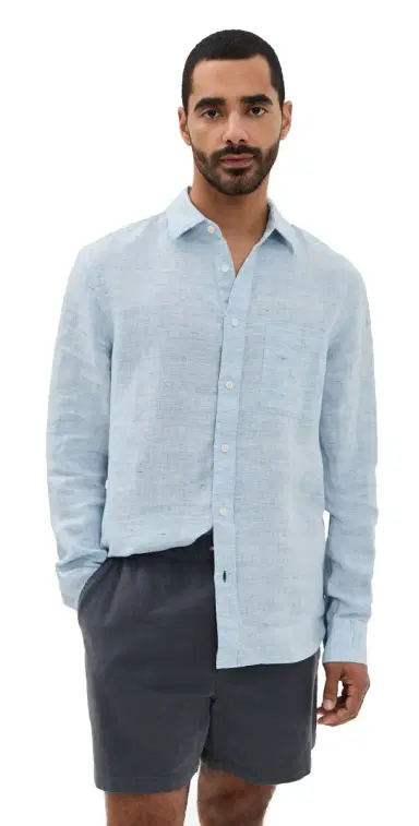 Faherty Linen Laguna Shirt ight Blue Melange | Thumbnail 1