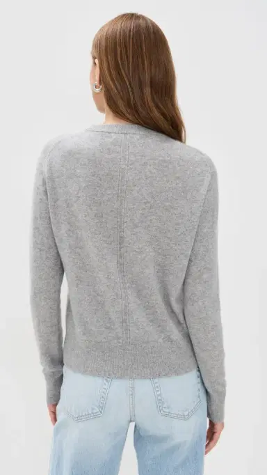 White + Warren Cashmere Crew Pullover Grey Heather M | Thumbnail 3