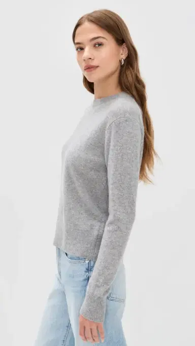 White + Warren Cashmere Crew Pullover Grey Heather M | Thumbnail 4