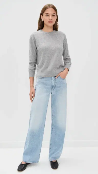 White + Warren Cashmere Crew Pullover Grey Heather M | Thumbnail 5
