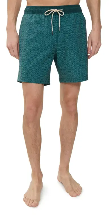 Fair Harbor The Bayberry Swim Trunks 7 Green Waves M | Thumbnail 1 Fair Harbor The Bayberry Swim Trunks 7 Green Waves M | Thumbnail 1