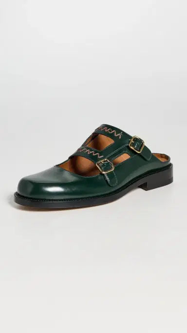 Marni Sabot Flats Dark Petrol | Thumbnail 2