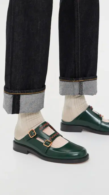 Marni Sabot Flats Dark Petrol | Thumbnail 3