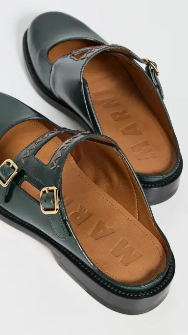 Marni Sabot Flats Dark Petrol | Thumbnail 4