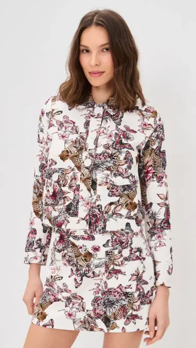 L'AGENCE Nyx Crop Jacket White Multi Butterfly | Thumbnail 2 L'AGENCE Nyx Crop Jacket White Multi Butterfly | Thumbnail 2