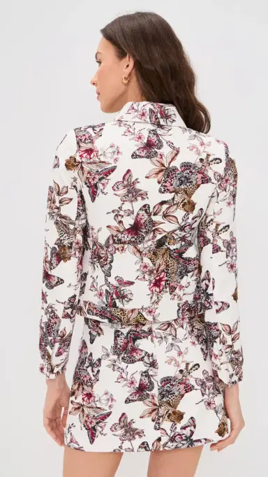 L'AGENCE Nyx Crop Jacket White Multi Butterfly | Thumbnail 3 L'AGENCE Nyx Crop Jacket White Multi Butterfly | Thumbnail 3