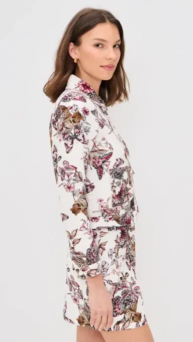 L'AGENCE Nyx Crop Jacket White Multi Butterfly | Thumbnail 4 L'AGENCE Nyx Crop Jacket White Multi Butterfly | Thumbnail 4