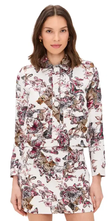 L'AGENCE Nyx Crop Jacket White Multi Butterfly | Thumbnail 1 L'AGENCE Nyx Crop Jacket White Multi Butterfly | Thumbnail 1