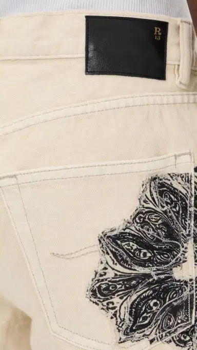 R13 Ex-Boyfriend Shorts Ecru Bandana Applique | Thumbnail 6 R13 Ex-Boyfriend Shorts Ecru Bandana Applique | Thumbnail 6
