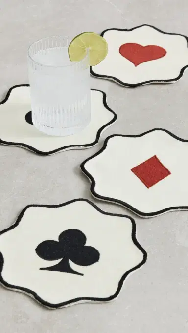 Misette Embroidered Linen Coasters | Thumbnail 3