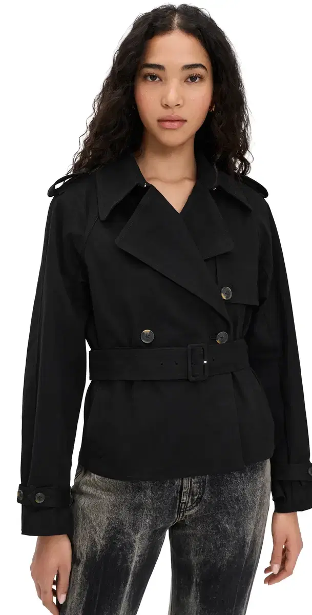 Cropped Trench Jacket Black