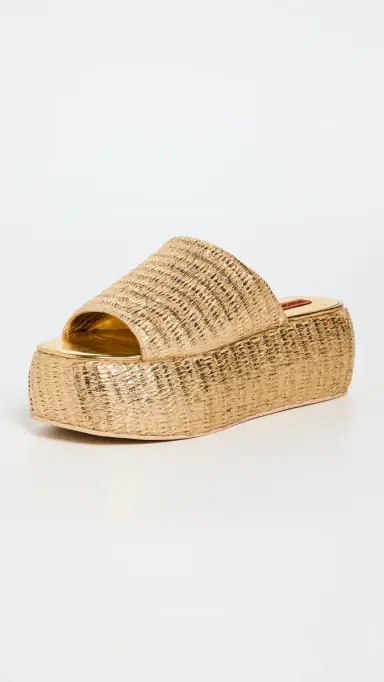 SIMONMILLER Metallic Raffia Cloudy Platform Sandals Gold/Natural 41 | Thumbnail 2