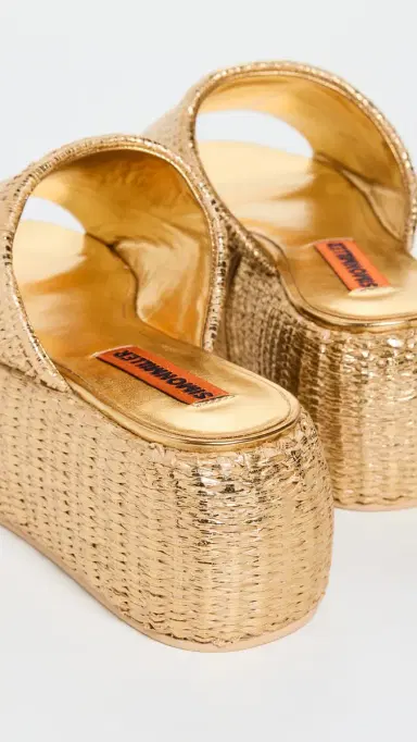 SIMONMILLER Metallic Raffia Cloudy Platform Sandals Gold/Natural 41 | Thumbnail 4