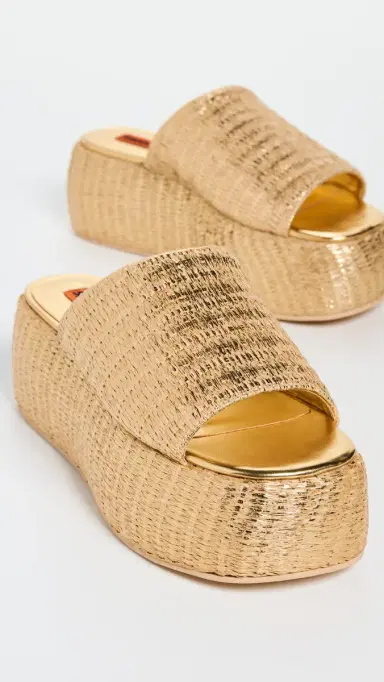 SIMONMILLER Metallic Raffia Cloudy Platform Sandals Gold/Natural 41 | Thumbnail 5