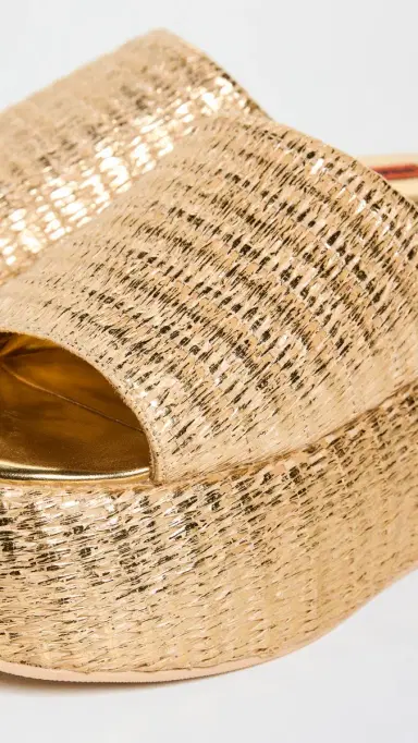 SIMONMILLER Metallic Raffia Cloudy Platform Sandals Gold/Natural 41 | Thumbnail 6