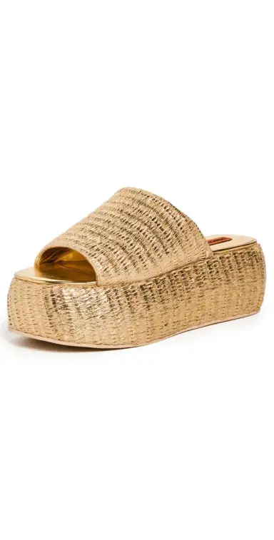 SIMONMILLER Metallic Raffia Cloudy Platform Sandals Gold/Natural 41 | Thumbnail 1