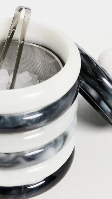 Jonathan Adler Como Ice Bucket Black/White One Size | Thumbnail 4