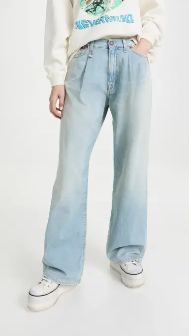 R13 Damon Pleated Wide Leg Jeans Lennon Blue 27 | Thumbnail 2