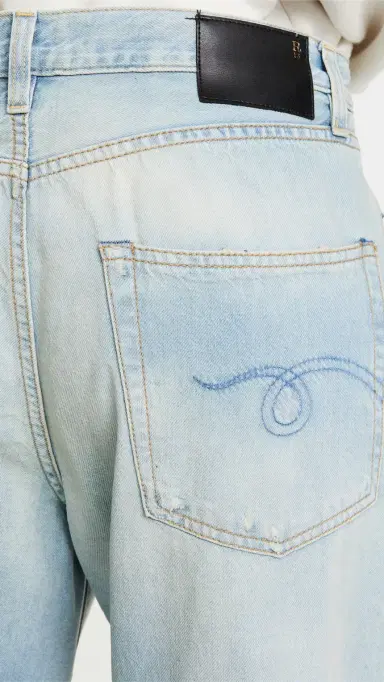 R13 Damon Pleated Wide Leg Jeans Lennon Blue 27 | Thumbnail 6
