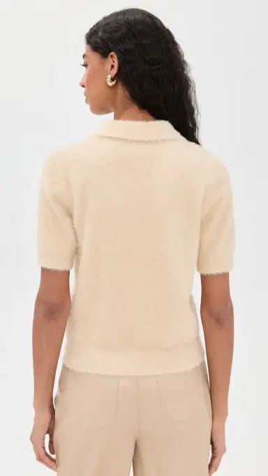LE BOP Fuzzy Short Sleeve Polo Oyster Beige M | Thumbnail 3