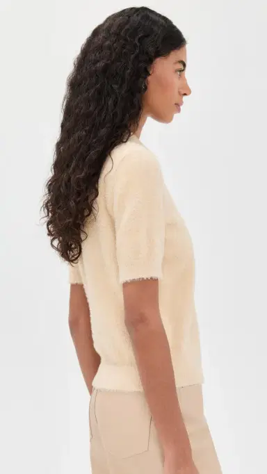 LE BOP Fuzzy Short Sleeve Polo Oyster Beige M | Thumbnail 4