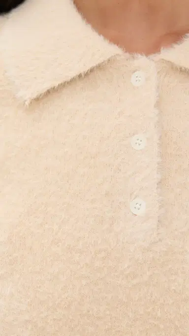 LE BOP Fuzzy Short Sleeve Polo Oyster Beige M | Thumbnail 6