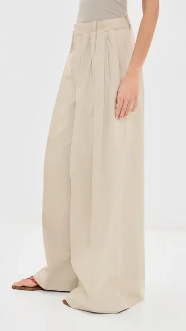 Tibi Luxe Twill Tucked Pleated Trousers Taupe | Thumbnail 5 Tibi Luxe Twill Tucked Pleated Trousers Taupe | Thumbnail 5