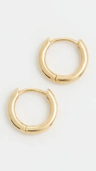 Madewell Demi-Fine Huggie Hoop Earrings 14K Gold One Size | Thumbnail 2