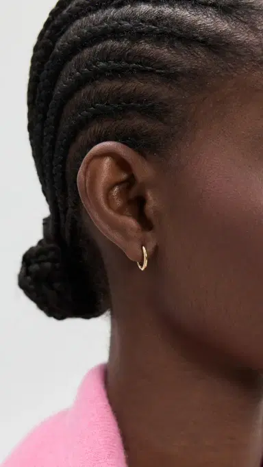 Madewell Demi-Fine Huggie Hoop Earrings 14K Gold One Size | Thumbnail 3