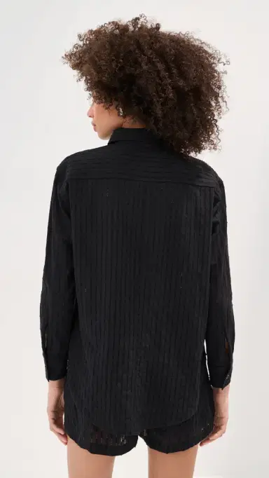 LE BOP Cecelia Eyelet Button Down Black S | Thumbnail 3 LE BOP Cecelia Eyelet Button Down Black S | Thumbnail 3