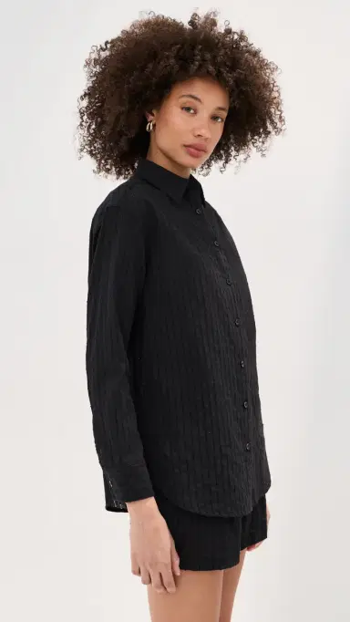 LE BOP Cecelia Eyelet Button Down Black S | Thumbnail 4 LE BOP Cecelia Eyelet Button Down Black S | Thumbnail 4