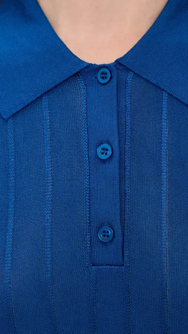 FRAME The Ribbed Polo Royal Blue | Thumbnail 6