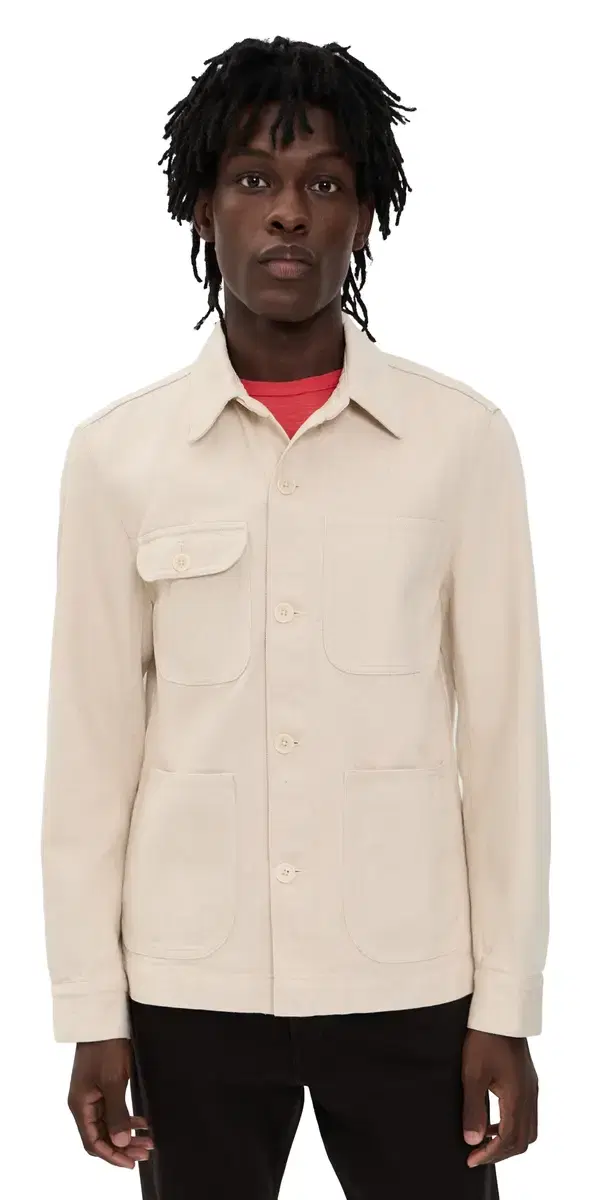 Garment Dyed Work Jacket in Recycled Denim Natural