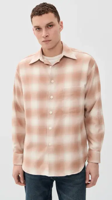 Aaron Levine hadow Flannel Shirt Coral | Thumbnail 2 Aaron Levine hadow Flannel Shirt Coral | Thumbnail 2