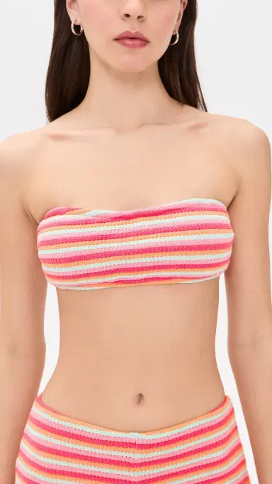BEACH RIOT Kelsey Bikini Top Guava Jelly Crochet S | Thumbnail 2