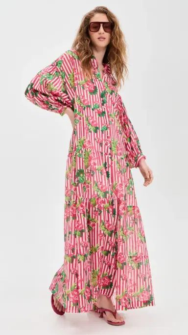 Saloni Soleil Maxi Dress Pivoines Stripe 4 | Thumbnail 5