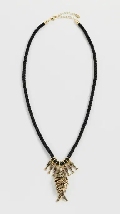 Kenneth Jay Lane Antique Gold Fish Necklace Light Antique Gold One Size | Thumbnail 2